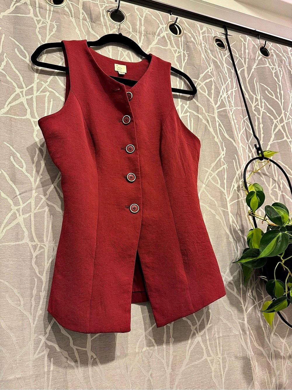 A new day Red Button Front Vest Size Small